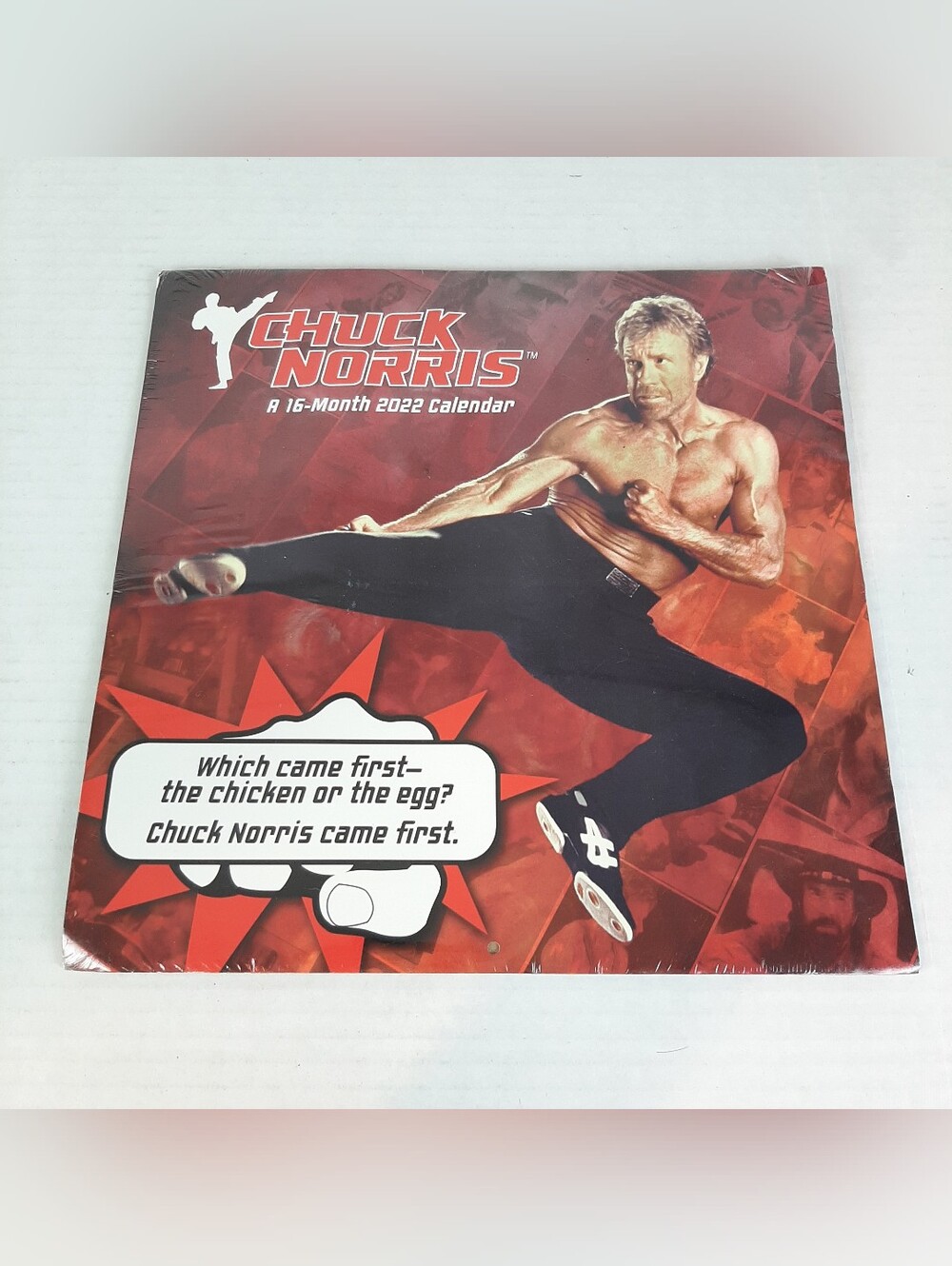 Chuck Norris 2022 16-month wall calendar featuring action poses and famous memes